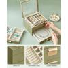 imageSONGMICS Jewelry Box Organizer with Glass Lid 3Layer Jewelry Storage with 2 Drawers Modern Style Gift for Mom 8 x 91 x 53 Inches Cloud White and Gold Color UJBC239WTLaurel Green  Gold
