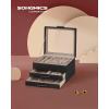 imageSONGMICS Jewelry Box Organizer with Glass Lid 3Layer Jewelry Storage with 2 Drawers Modern Style Gift for Mom 8 x 91 x 53 Inches Cloud White and Gold Color UJBC239WTGraphite Black  Silver