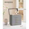 imageSONGMICS Jewelry Box Organizer with Glass Lid 3Layer Jewelry Storage with 2 Drawers Modern Style Gift for Mom 8 x 91 x 53 Inches Cloud White and Gold Color UJBC239WTDove Gray  Gold
