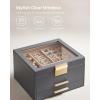 imageSONGMICS Jewelry Box Organizer with Glass Lid 3Layer Jewelry Storage with 2 Drawers Modern Style Gift for Mom 8 x 91 x 53 Inches Cloud White and Gold Color UJBC239WTInterstellar Gray  Gold