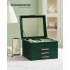 imageSONGMICS Jewelry Box Organizer with Glass Lid 3Layer Jewelry Storage with 2 Drawers Modern Style Gift for Mom 8 x 91 x 53 Inches Cloud White and Gold Color UJBC239WTForest Green  Gold