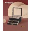 imageSONGMICS Jewelry Box Organizer with Glass Lid 3Layer Jewelry Storage with 2 Drawers Modern Style Gift for Mom 8 x 91 x 53 Inches Cloud White and Gold Color UJBC239WTGraphite Black  Gold