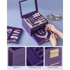 imageSONGMICS Jewelry Box Organizer with Glass Lid 3Layer Jewelry Storage with 2 Drawers Modern Style Gift for Mom 8 x 91 x 53 Inches Cloud White and Gold Color UJBC239WTPurple  Gold