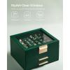 imageSONGMICS Jewelry Box Organizer with Glass Lid 3Layer Jewelry Storage with 2 Drawers Modern Style Gift for Mom 8 x 91 x 53 Inches Cloud White and Gold Color UJBC239WTForest Green  Gold
