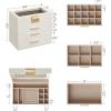 imageSONGMICS Jewelry Box Organizer with Glass Lid 3Layer Jewelry Storage with 2 Drawers Modern Style Gift for Mom 8 x 91 x 53 Inches Cloud White and Gold Color UJBC239WTCloud White  Gold