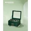 imageSONGMICS Jewelry Box Organizer with Glass Lid 3Layer Jewelry Storage with 2 Drawers Modern Style Gift for Mom 8 x 91 x 53 Inches Cloud White and Gold Color UJBC239WTForest Green  Gold