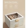 imageSONGMICS Jewelry Box Organizer with Glass Lid 3Layer Jewelry Storage with 2 Drawers Modern Style Gift for Mom 8 x 91 x 53 Inches Cloud White and Gold Color UJBC239WTCloud White  Gold