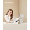 imageSONGMICS Jewelry Box Organizer with Glass Lid 3Layer Jewelry Storage with 2 Drawers Modern Style Gift for Mom 8 x 91 x 53 Inches Cloud White and Gold Color UJBC239WTCloud White  Gold