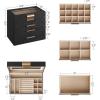 imageSONGMICS Jewelry Box Organizer with Glass Lid 3Layer Jewelry Storage with 2 Drawers Modern Style Gift for Mom 8 x 91 x 53 Inches Cloud White and Gold Color UJBC239WTGraphite Black  Gold