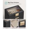 imageSONGMICS Jewelry Box Organizer with Glass Lid 3Layer Jewelry Storage with 2 Drawers Modern Style Gift for Mom 8 x 91 x 53 Inches Cloud White and Gold Color UJBC239WTGraphite Black  Gold