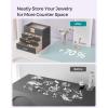 imageSONGMICS Jewelry Box Organizer with Glass Lid 3Layer Jewelry Storage with 2 Drawers Modern Style Gift for Mom 8 x 91 x 53 Inches Cloud White and Gold Color UJBC239WTInterstellar Gray  Gold