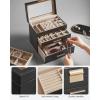 imageSONGMICS Jewelry Box Organizer with Glass Lid 3Layer Jewelry Storage with 2 Drawers Modern Style Gift for Mom 8 x 91 x 53 Inches Cloud White and Gold Color UJBC239WTGraphite Black  Gold