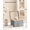 imageSONGMICS Jewelry Box Organizer with Glass Lid 3Layer Jewelry Storage with 2 Drawers Modern Style Gift for Mom 8 x 91 x 53 Inches Cloud White and Gold Color UJBC239WTDove Gray  Gold