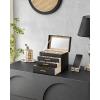 imageSONGMICS Jewelry Box Organizer with Glass Lid 3Layer Jewelry Storage with 2 Drawers Modern Style Gift for Mom 8 x 91 x 53 Inches Cloud White and Gold Color UJBC239WTGraphite Black  Gold
