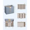 imageSONGMICS Jewelry Box Organizer with Glass Lid 3Layer Jewelry Storage with 2 Drawers Modern Style Gift for Mom 8 x 91 x 53 Inches Cloud White and Gold Color UJBC239WTSmoky Blue  Gold
