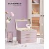 imageSONGMICS Jewelry Box Organizer with Glass Lid 3Layer Jewelry Storage with 2 Drawers Modern Style Gift for Mom 8 x 91 x 53 Inches Cloud White and Gold Color UJBC239WTLavender Purple  Gold