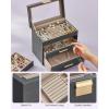 imageSONGMICS Jewelry Box Organizer with Glass Lid 3Layer Jewelry Storage with 2 Drawers Modern Style Gift for Mom 8 x 91 x 53 Inches Cloud White and Gold Color UJBC239WTInterstellar Gray  Gold