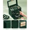 imageSONGMICS Jewelry Box Organizer with Glass Lid 3Layer Jewelry Storage with 2 Drawers Modern Style Gift for Mom 8 x 91 x 53 Inches Cloud White and Gold Color UJBC239WTForest Green  Gold