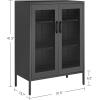 imageSONGMICS Metal Storage Cabinet with Mesh Doors Steel Display Cabinets with Adjustable Shelves for Bathroom Home Office Midnight Blue UOMC002Q03Black