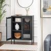 imageSONGMICS Metal Storage Cabinet with Mesh Doors Steel Display Cabinets with Adjustable Shelves for Bathroom Home Office Midnight Blue UOMC002Q03Black
