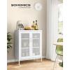imageSONGMICS Metal Storage Cabinet with Mesh Doors Steel Display Cabinets with Adjustable Shelves for Bathroom Home Office Midnight Blue UOMC002Q03Matte White