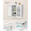 imageSONGMICS Metal Storage Cabinet with Mesh Doors Steel Display Cabinets with Adjustable Shelves for Bathroom Home Office Midnight Blue UOMC002Q03Matte White