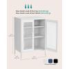 imageSONGMICS Metal Storage Cabinet with Mesh Doors Steel Display Cabinets with Adjustable Shelves for Bathroom Home Office Midnight Blue UOMC002Q03Matte White
