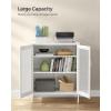 imageSONGMICS Metal Storage Cabinet with Mesh Doors Steel Display Cabinets with Adjustable Shelves for Bathroom Home Office Midnight Blue UOMC002Q03Matte White