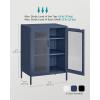imageSONGMICS Metal Storage Cabinet with Mesh Doors Steel Display Cabinets with Adjustable Shelves for Bathroom Home Office Midnight Blue UOMC002Q03Midnight Blue