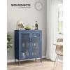 imageSONGMICS Metal Storage Cabinet with Mesh Doors Steel Display Cabinets with Adjustable Shelves for Bathroom Home Office Midnight Blue UOMC002Q03Midnight Blue