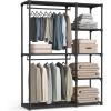 imageSONGMICS Portable Closet Freestanding Closet Organizer Clothes Rack with Shelves Hanging Rods Storage Organizer for Cloakroom Bedroom 488 x 169 x 717 Inches Black URYG026B02Black