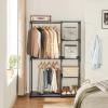 imageSONGMICS Portable Closet Freestanding Closet Organizer Clothes Rack with Shelves Hanging Rods Storage Organizer for Cloakroom Bedroom 488 x 169 x 717 Inches Black URYG026B02Grey