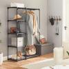 imageSONGMICS Portable Closet Freestanding Closet Organizer Clothes Rack with Shelves Hanging Rods Storage Organizer for Cloakroom Bedroom 488 x 169 x 717 Inches Black URYG026B02Grey