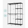 imageSONGMICS Portable Closet Freestanding Closet Organizer Clothes Rack with Shelves Hanging Rods Storage Organizer for Cloakroom Bedroom 488 x 169 x 717 Inches Black URYG026B02Black