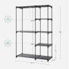 imageSONGMICS Portable Closet Freestanding Closet Organizer Clothes Rack with Shelves Hanging Rods Storage Organizer for Cloakroom Bedroom 488 x 169 x 717 Inches Black URYG026B02Grey