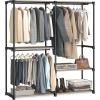 imageSONGMICS Portable Closet Freestanding Closet Organizer Clothes Rack with Shelves Hanging Rods Storage Organizer for Cloakroom Bedroom 488 x 169 x 717 Inches Black URYG026B02Brown