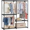 imageSONGMICS Portable Closet Freestanding Closet Organizer Clothes Rack with Shelves Hanging Rods Storage Organizer for Cloakroom Bedroom 488 x 169 x 717 Inches Black URYG026B02Black
