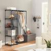 imageSONGMICS Portable Closet Freestanding Closet Organizer Clothes Rack with Shelves Hanging Rods Storage Organizer for Cloakroom Bedroom 488 x 169 x 717 Inches Black URYG026B02Black