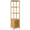 imageSONGMICS Bamboo Bathroom Storage Floor Cabinet 4 Tiers Multifunctional Floor Shelving Unit Free Standing Tower Corner Rack Natural UBCB50Y