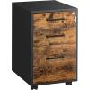 imageSONGMICS File Cabinet PreAssembled Except Wheels and Handles Office Filing Cabinet with Lock for A4 Legal Letter Sized Documents 177 x 144 x 236 Inches Matte Black UOFC110B02Rustic Brown  Black