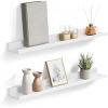 imageSONGMICS Floating Shelves Set of 2 Wall Shelves Ledge 39 x 315 Inches with Front Edge for Picture Frames Books Spice Jars Living Room Bathroom Kitchen Easy Assembly White ULWS080W01315W