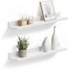 imageSONGMICS Floating Shelves Set of 2 Wall Shelves Ledge 39 x 315 Inches with Front Edge for Picture Frames Books Spice Jars Living Room Bathroom Kitchen Easy Assembly White ULWS080W01236W