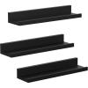 imageSONGMICS Floating Shelves Set of 3 Wall Shelves 15Inch Wide for Photo Frames and Trinkets for Living Room Home Office Kitchen Bathroom Black ULWS38BKBlack