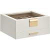 imageSONGMICS Jewelry Box Organizer with Glass Lid 3Layer Jewelry Storage with 2 Drawers Modern Style Gift for Mom 8 x 91 x 53 Inches Cloud White and Gold Color UJBC239WTCloud White  Gold