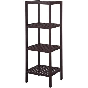 imageSONGMICS 5Tier Bamboo Bathroom Shelf Narrow Shelving Unit Multifunctional Storage Rack Corner Rack for Kitchen Living Room Bedroom Entryway Bathroom Brown UBCB55ZBrown