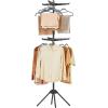 imageSONGMICS Clothes Drying Rack 59Inch Folding Laundry Drying Rack with 3 Rotatable Arms for Hangers 4 Legs Stainless Steel for 27 Pieces of Clothes White and Silver ULLR510W01Black