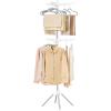 imageSONGMICS Clothes Drying Rack 59Inch Folding Laundry Drying Rack with 3 Rotatable Arms for Hangers 4 Legs Stainless Steel for 27 Pieces of Clothes White and Silver ULLR510W01White  Silver