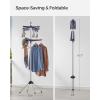 imageSONGMICS Clothes Drying Rack 59Inch Folding Laundry Drying Rack with 3 Rotatable Arms for Hangers 4 Legs Stainless Steel for 27 Pieces of Clothes White and Silver ULLR510W01Blue  Silver