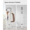 imageSONGMICS Clothes Drying Rack 59Inch Folding Laundry Drying Rack with 3 Rotatable Arms for Hangers 4 Legs Stainless Steel for 27 Pieces of Clothes White and Silver ULLR510W01Gray  White