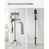 imageSONGMICS Clothes Drying Rack 59Inch Folding Laundry Drying Rack with 3 Rotatable Arms for Hangers 4 Legs Stainless Steel for 27 Pieces of Clothes White and Silver ULLR510W01Black